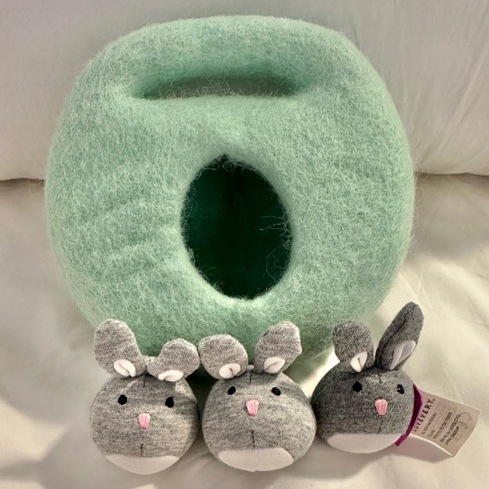Lovevery Bunnies in a Felt Burrow from Babbler Play Kit